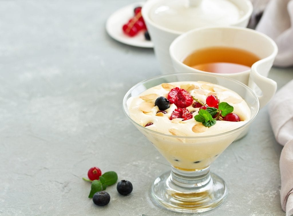 tapioca zabaglione custard with fresh berries