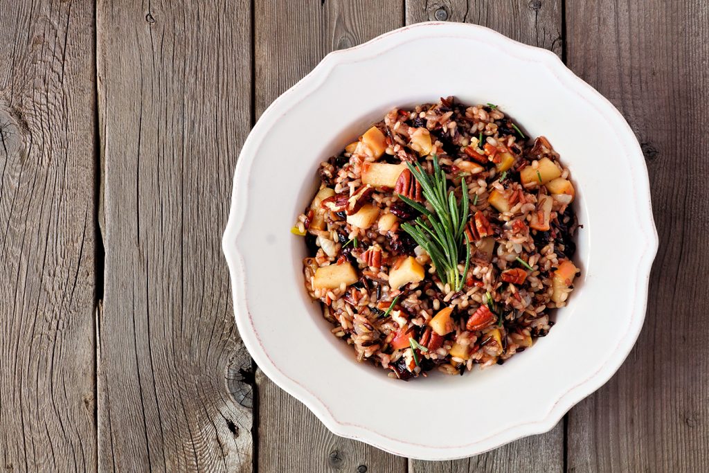 wild rice pilaf with cranberries and apple