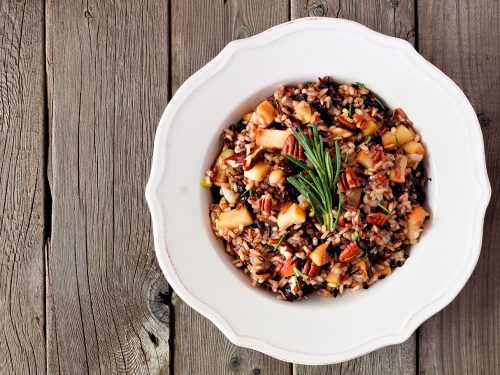 wild rice pilaf with cranberries and apple