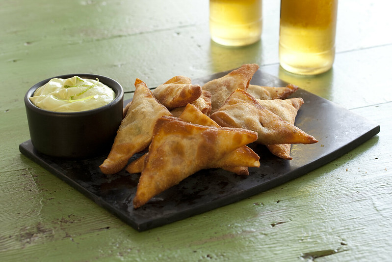 wonton dippers with creamy chili mustard dip