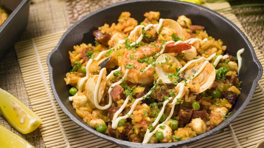 Express Pressure Cooker Seafood Paella