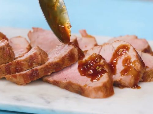 Glazed Pork Medallions with Soy-Laced Peach and Ginger Sauce Recipe