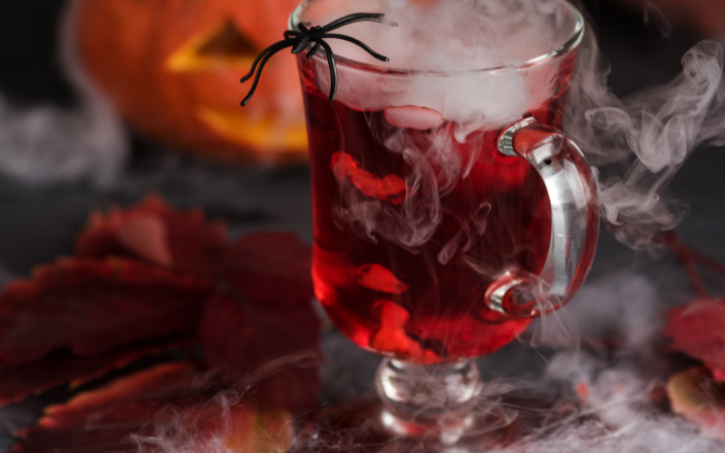 Witches Brew Punch Recipe, kid friendly halloween drink with gummy worms