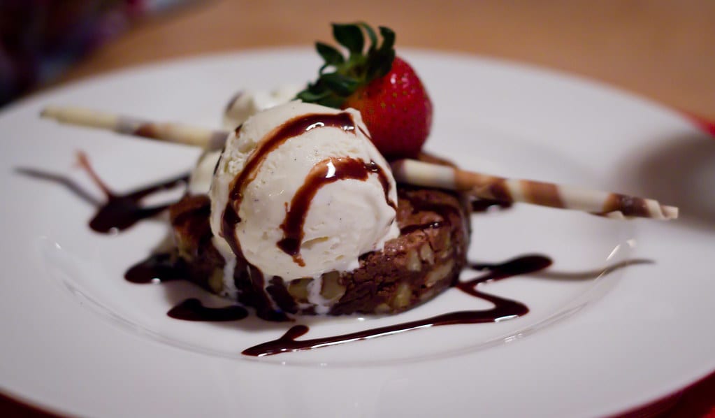 delicious warm brownies sundae