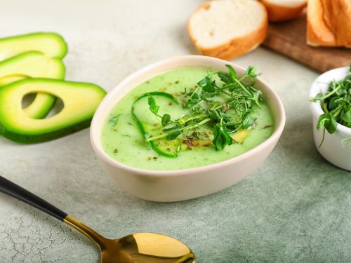Chilled Cream of Avocado Soup Recipe, how to make avocado soup, creamy avocado soup