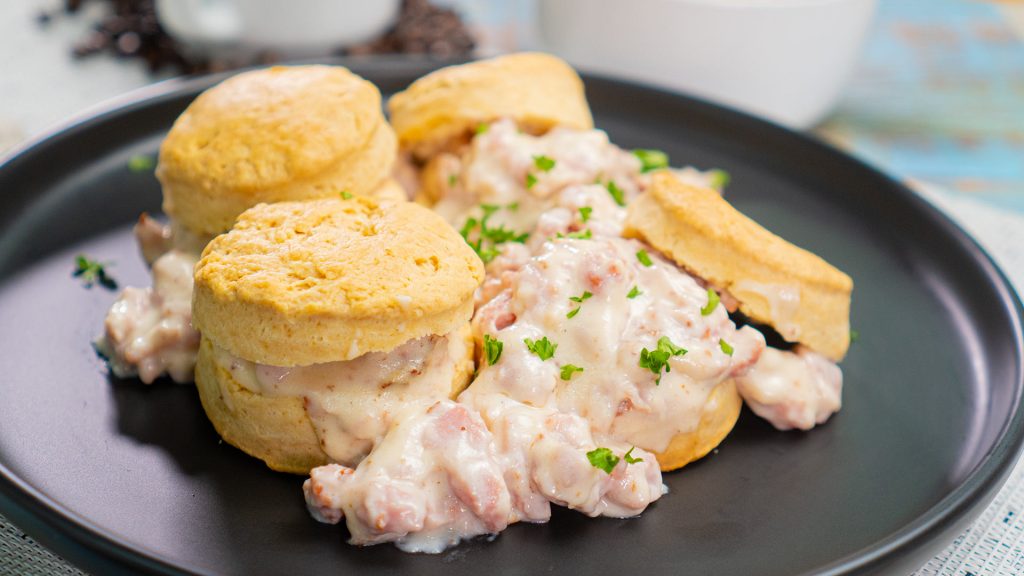 Copycat Bob Evans Spicy Sausage Gravy and Biscuits