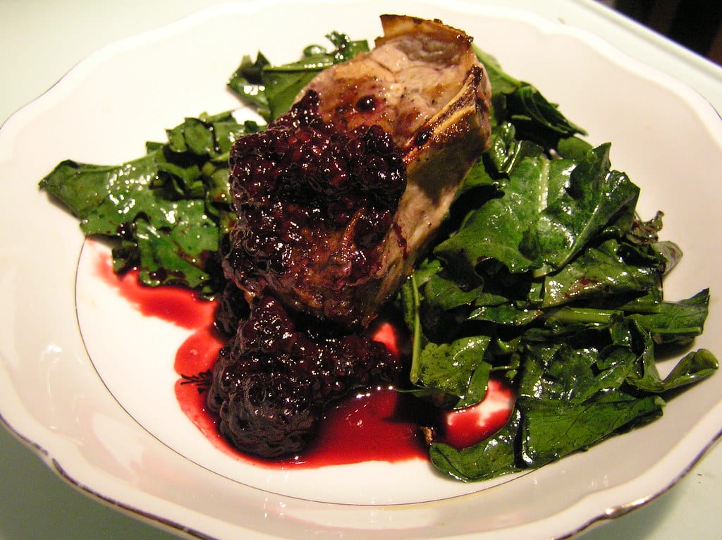 delicious lamb chops in raspberry sauce