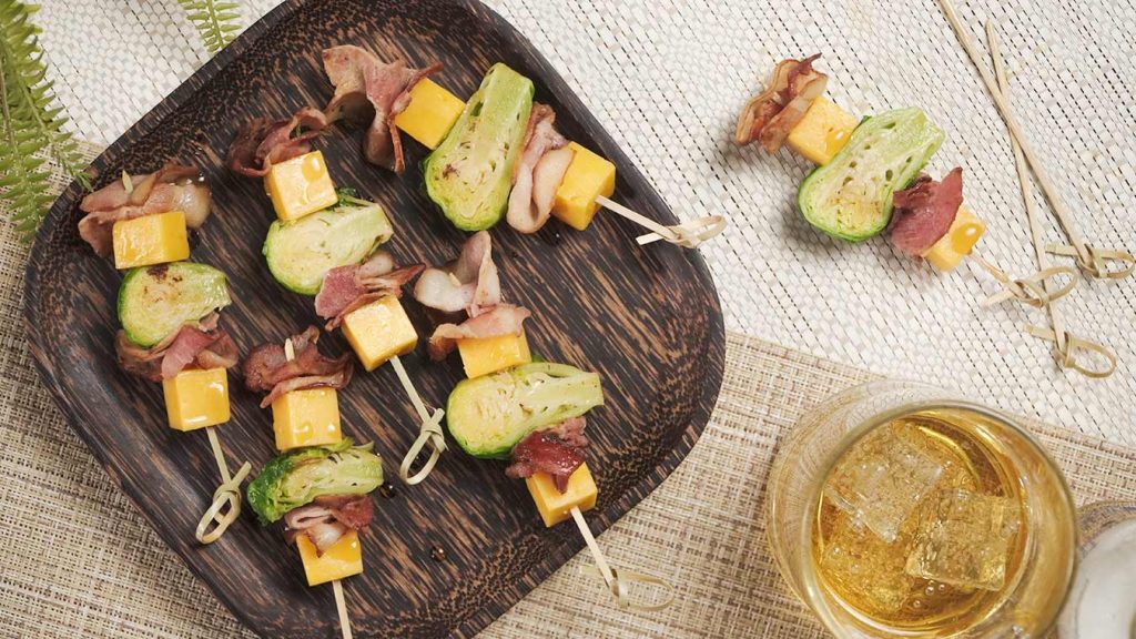 Maple Glazed Bacon Cheddar and Brussels Sprout Bites