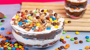 M&Ms Brownie Trifle
