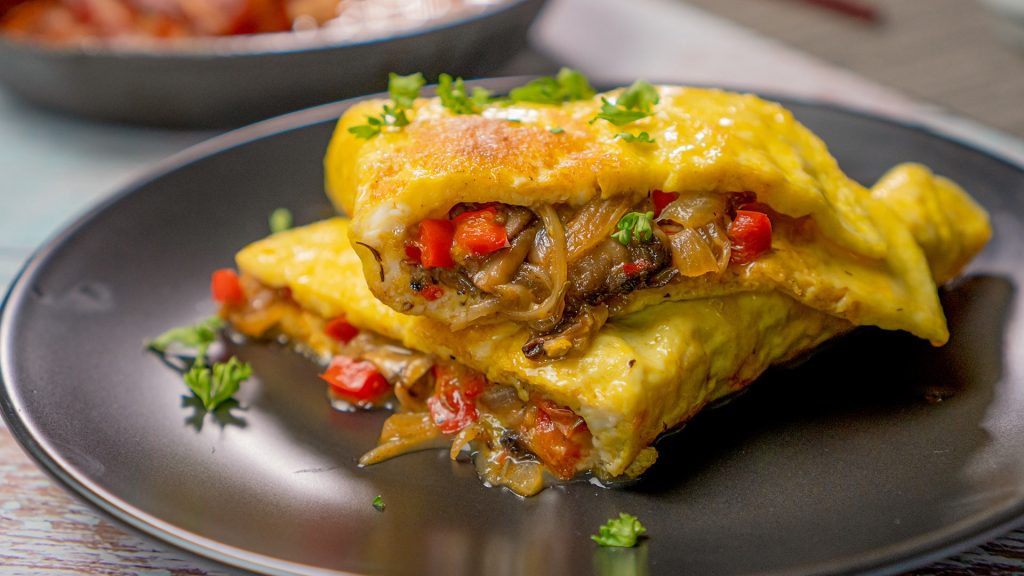 Easy Tomato and Mushroom Omelette