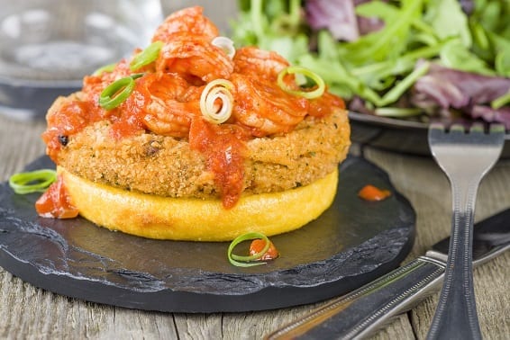 Smoky Shrimp and Parmesan Polenta Cakes