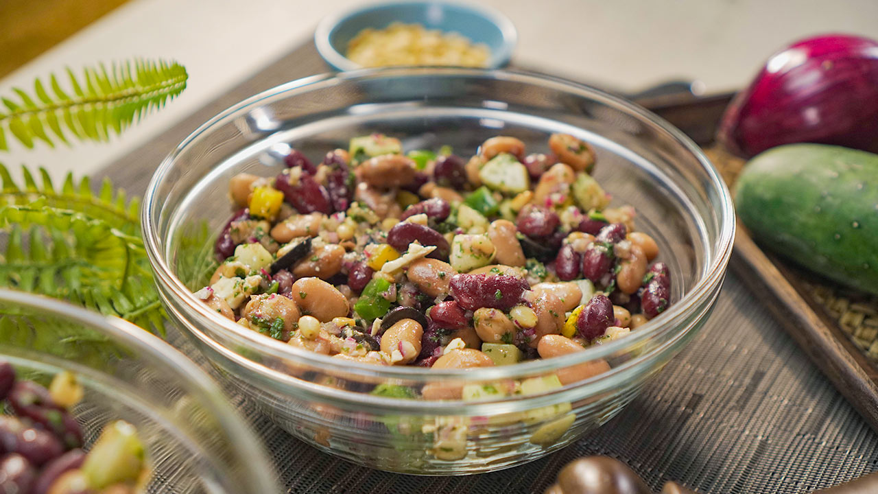 Bean Salad with Pine Nuts and Feta Recipe