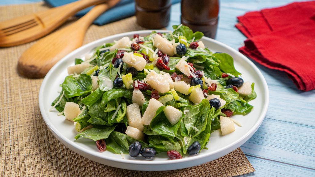 Red White and Blue Spinach Salad