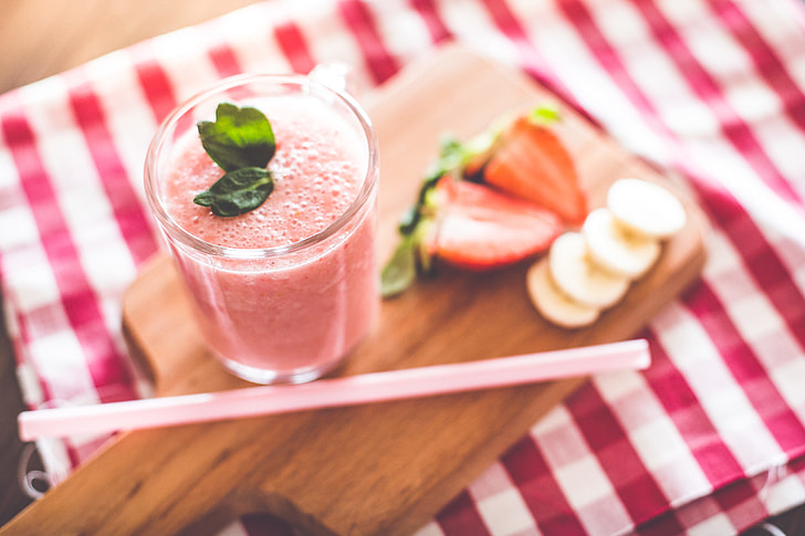 delicious banana strawberry fruit smoothie