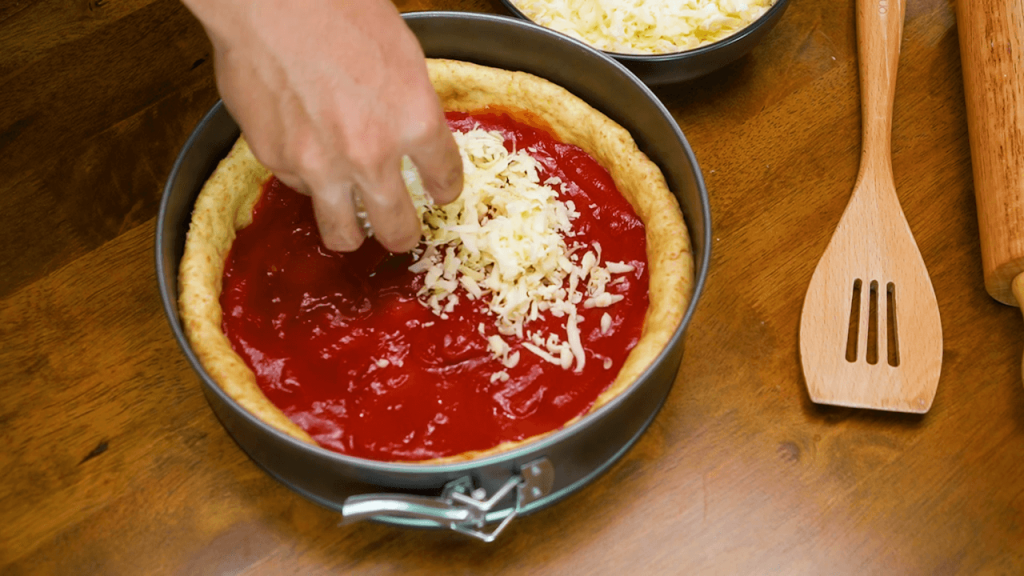 Chicago-Style Deep Dish Pizza with Sausage & Pepperoni - Cooking with  Cocktail Rings