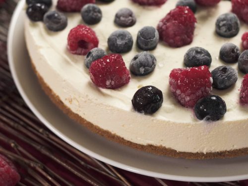 a close up of the New York style cheesecake