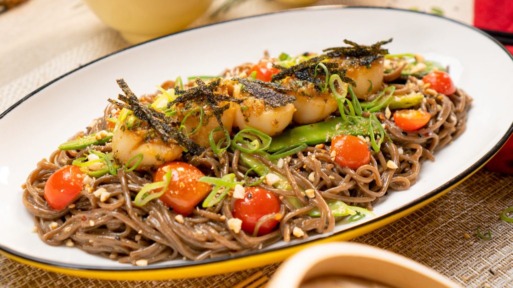 Soy Citrus Scallops with Soba Noodles