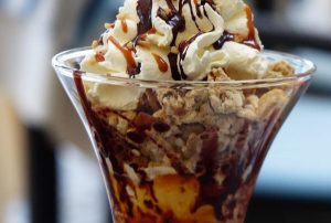 delicious turtle sundae dessert