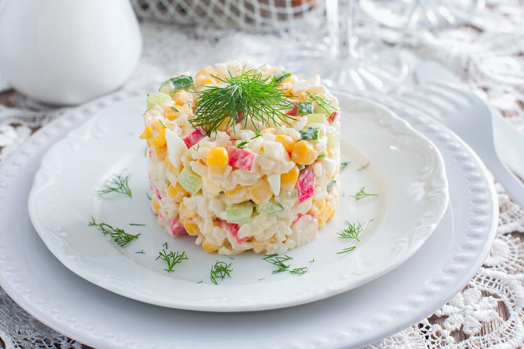 chilled corn and crab summer salad