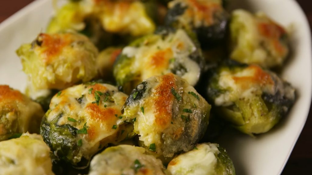 Cheesy Garlic Brussels Sprouts Recipe