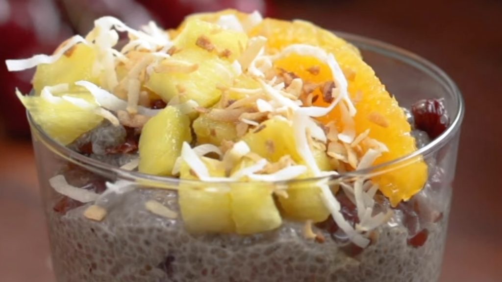 Coconut Chia Pudding With Oranges, Pineapple And Dried Cherries Recipe