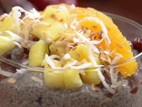Coconut Chia Pudding With Oranges, Pineapple And Dried Cherries Recipe