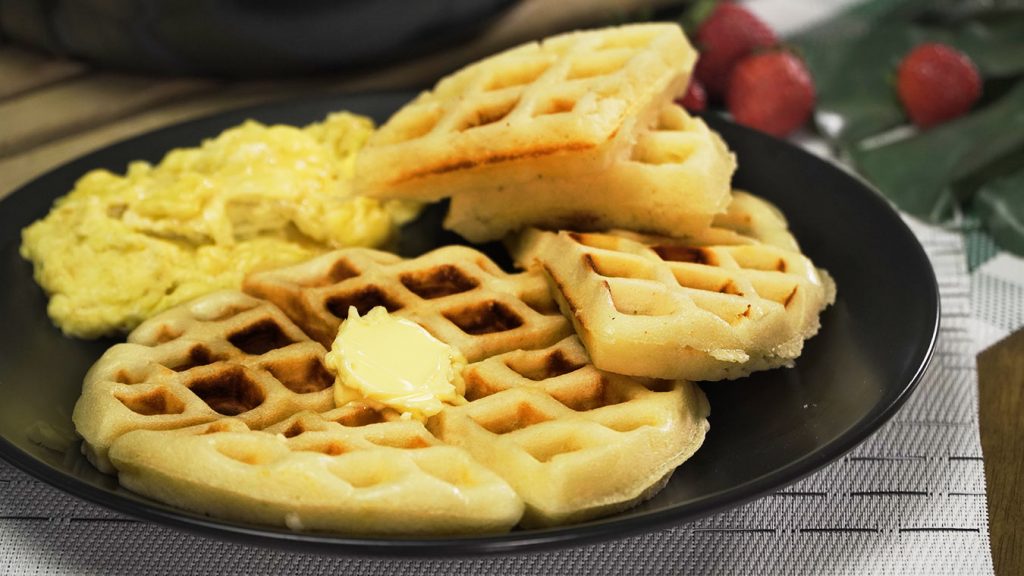 IHOP Waffles and Scrambled Eggs Recipe (Copycat), sweet and soft waffles with scrambled eggs