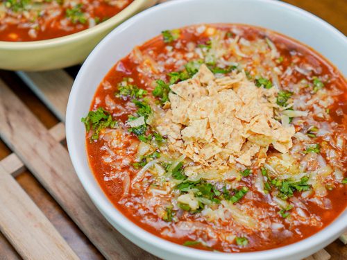 Copycat On The Border Tortilla Soup Recipe, homemade Mexican soup with tortilla chips