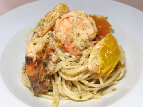 Creamy Pesto Shrimp Alfredo Recipe