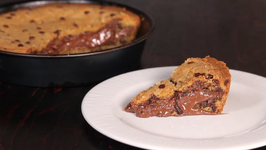 Nutella Stuffed Deep Dish Gingerbread Cookie with Browned Butter and Chocolate Chips Recipe