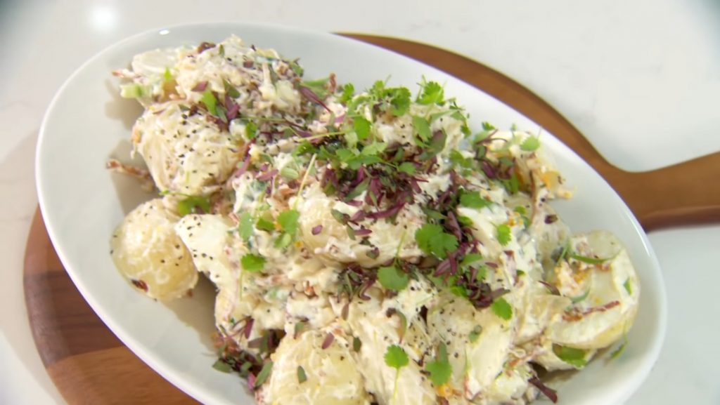 Potato Salad with Bacon, Eggs and Dill Pickles Recipe