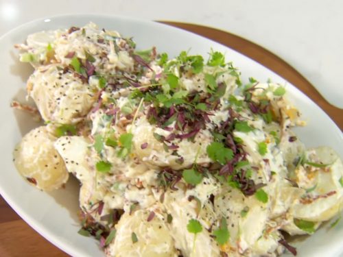 Potato Salad with Bacon, Eggs and Dill Pickles Recipe