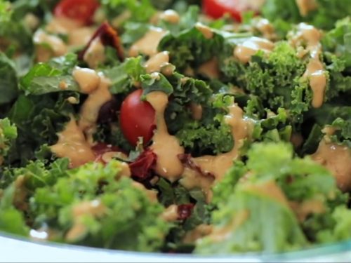 Raw Kale Salad with Creamy Tahini Dressing Recipe