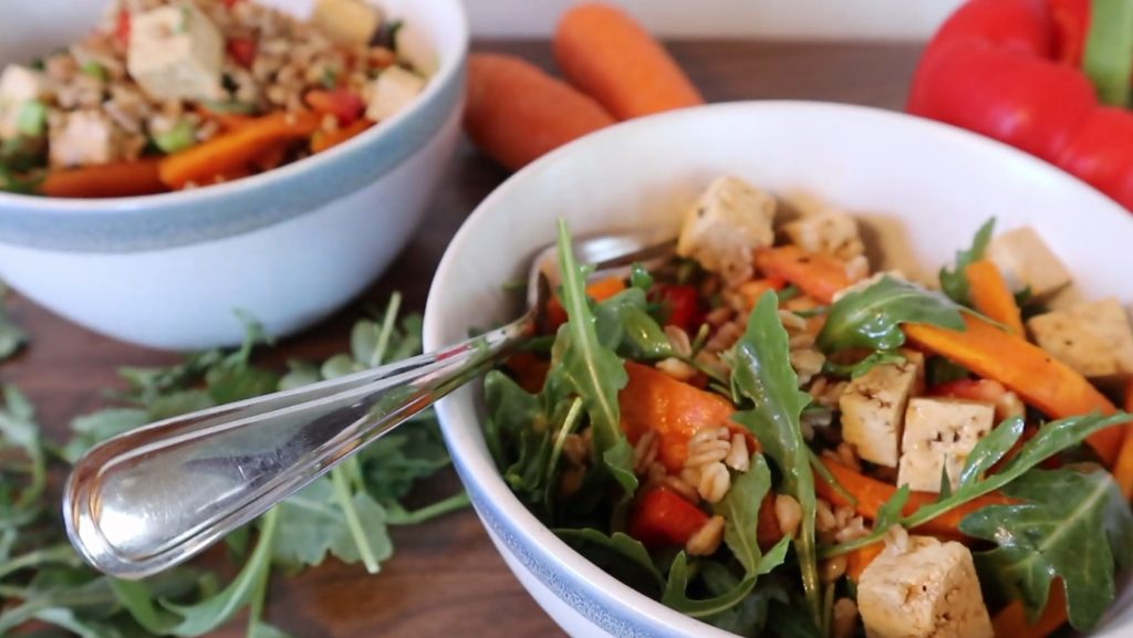 Roasted Carrots with Farro and Chickpeas Recipe