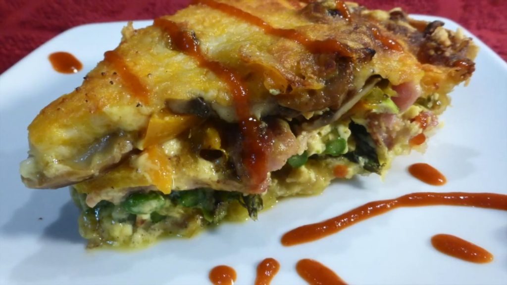 Asparagus Mushroom Bacon Crustless Quiche Recipe