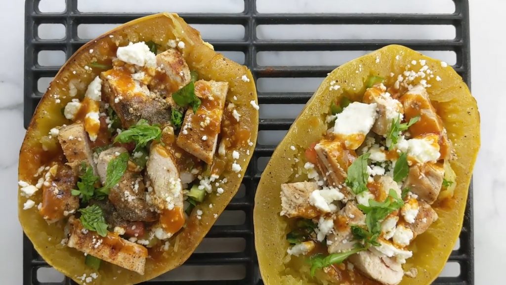 Spaghetti-Squash-Boats-with-Grilled-Chicken-Recipe