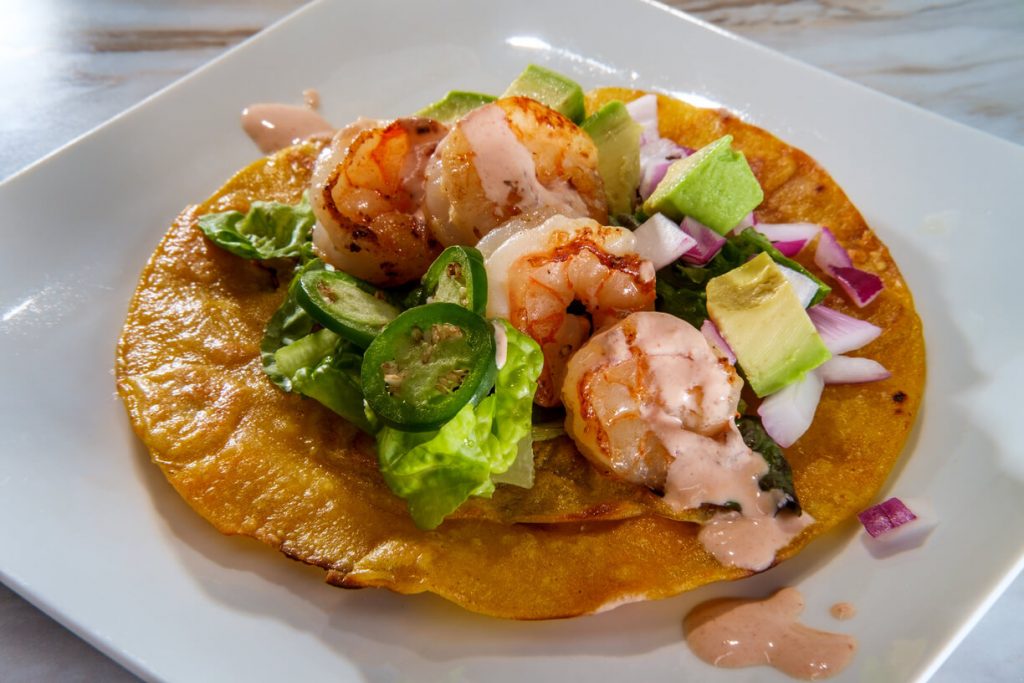 grilled shrimp tostadas recipe with Cotija