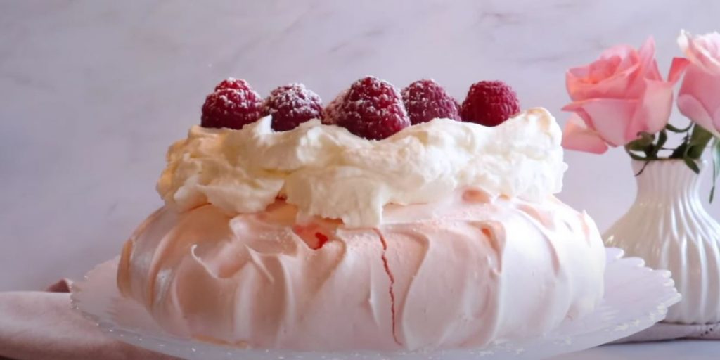 Meringue Cake with Whipped Cream and Raspberries Recipe