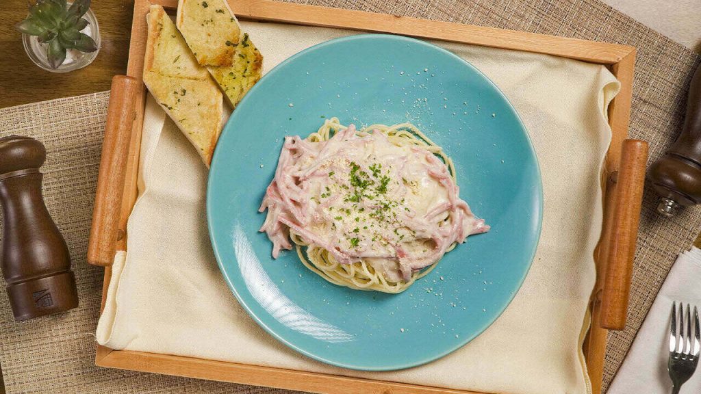 Pasta In Creamy White Sauce With Ham Recipe