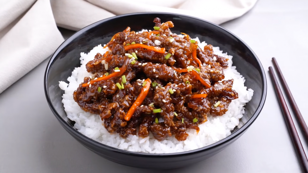 spicy-tangerine-beef-with-carrot-ribbons-recipe