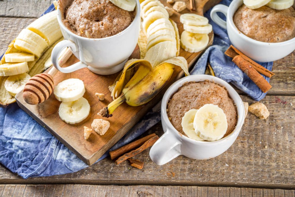 5 ingredient banana bread muffin in a mug recipe