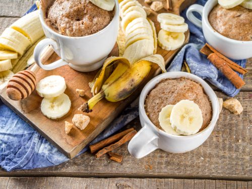5 ingredient banana bread muffin in a mug recipe