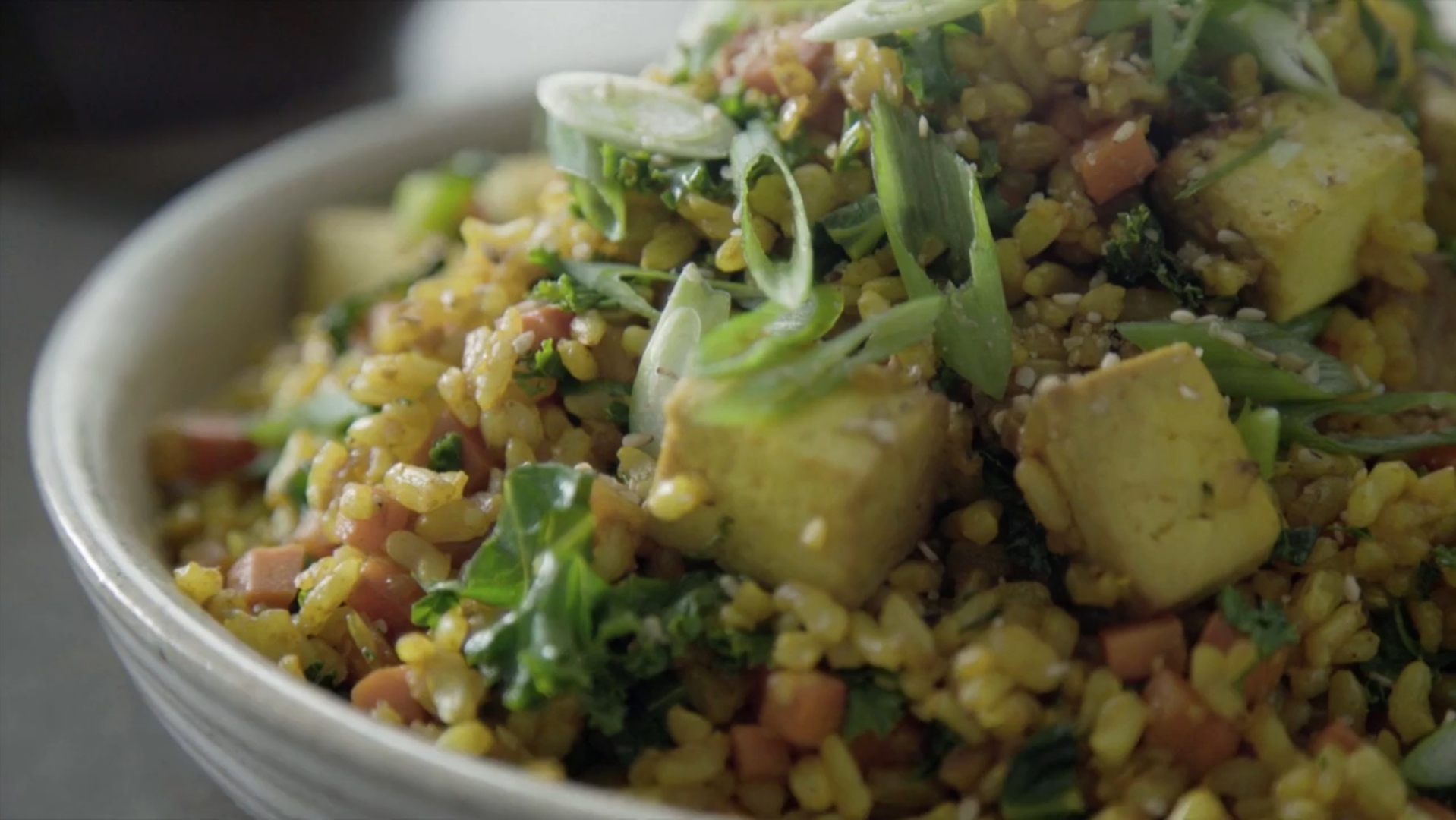 Turmeric Fried Rice with Eggs and Kale Recipe