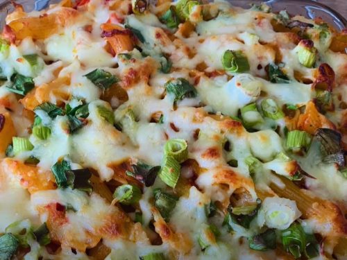 Cheesy Baked Penne with Roasted Veggies Recipe