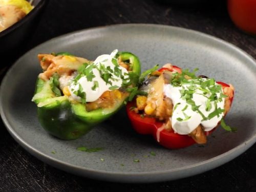 Chicken Taco Chili Stuffed Peppers Recipe