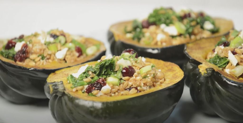 Farro and Sausage Stuffed Roasted Acorn Squash Recipe