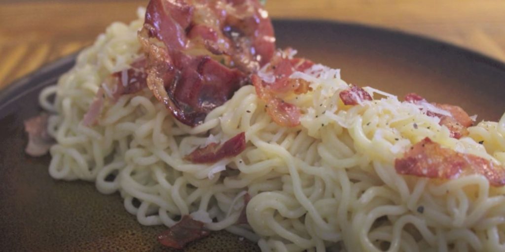 Instant Ramen Bacon Carbonara Recipe