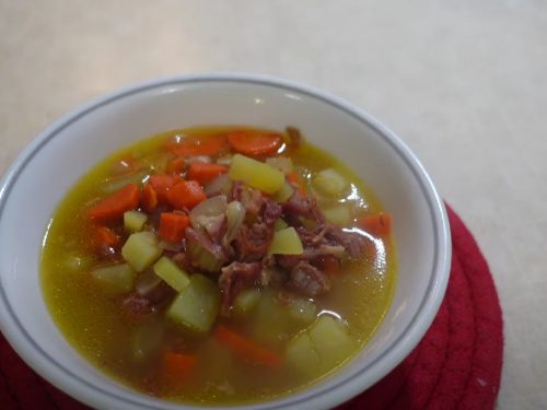 Leftover Ham Bone Soup with Potatoes and Cabbage Recipe