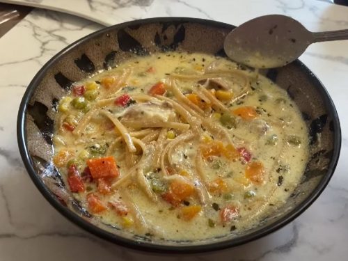 Lightened-Up Creamy Chicken Noodle Soup Recipe