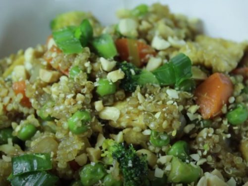 Marinated Tea Tofu and Broccoli with Quinoa Recipe